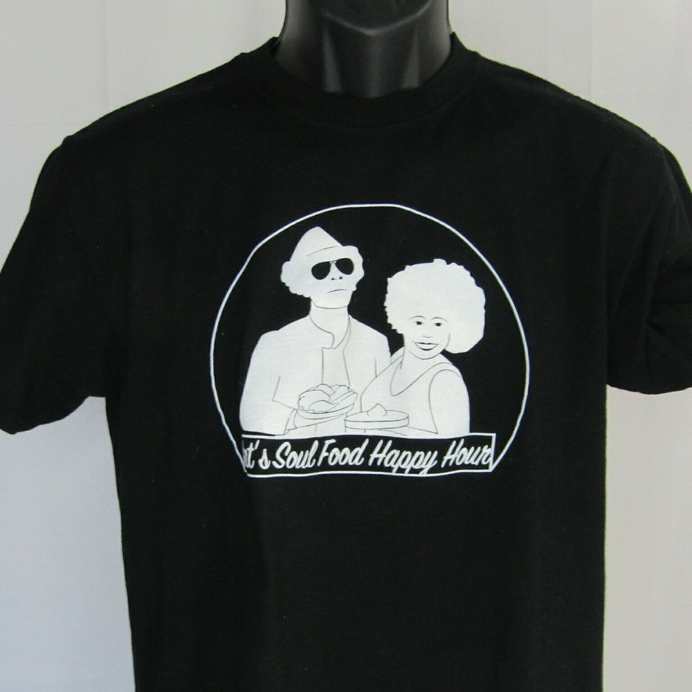 Kat's Soul Food Happy Hour Virginia Restaurant Cafe Black T-Shirt Men's Medium